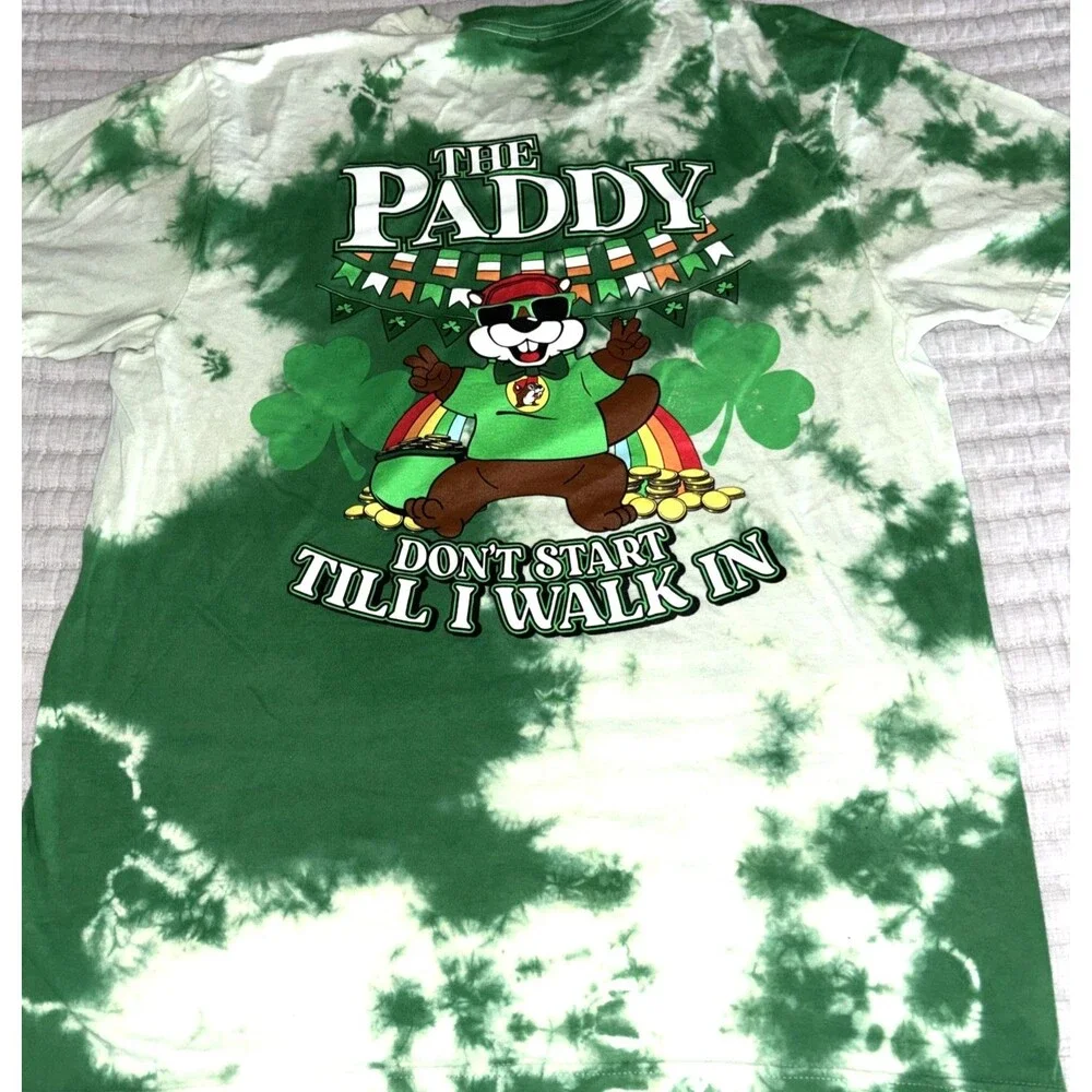 BUC-EES St. Patrick's Day THE PADDY DON'T START Tie Dye T-SHIRT Medium - Picture 2 of 5